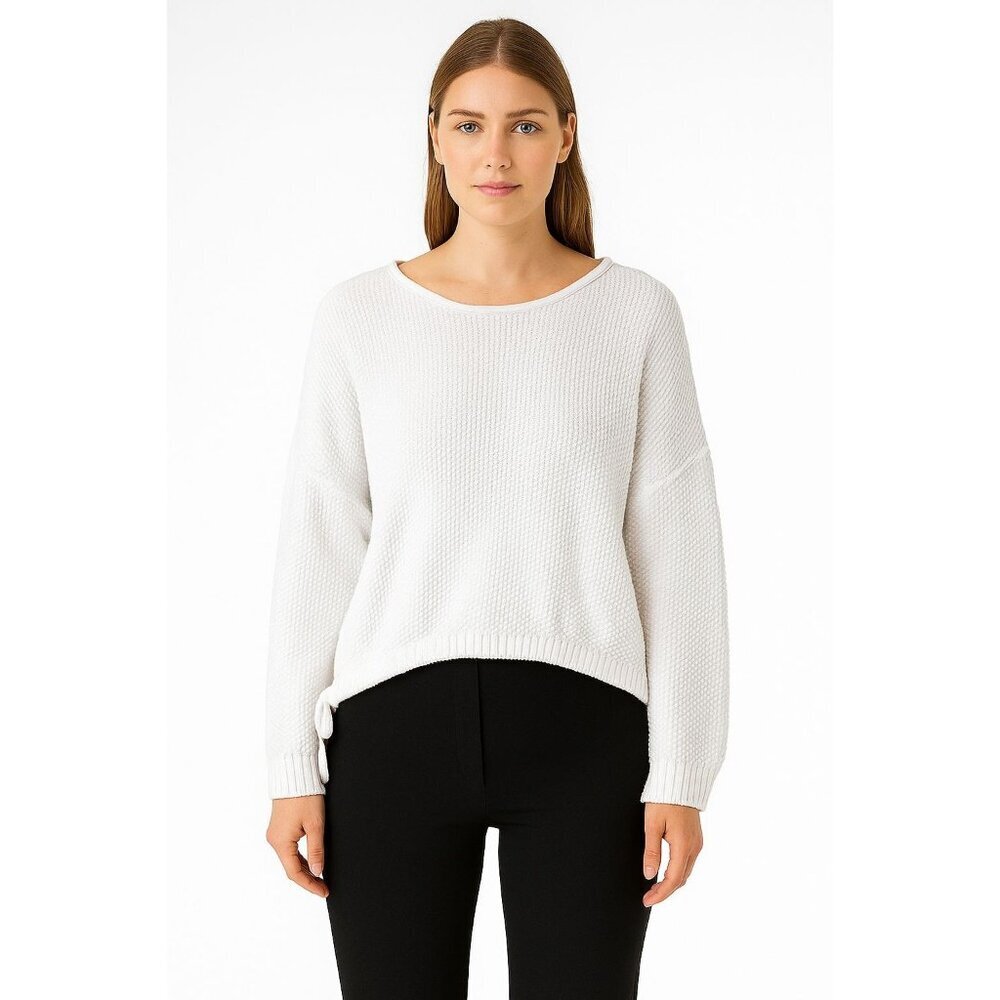 Planet By Lauren G Womens White Cotton Knit Sweater One Size